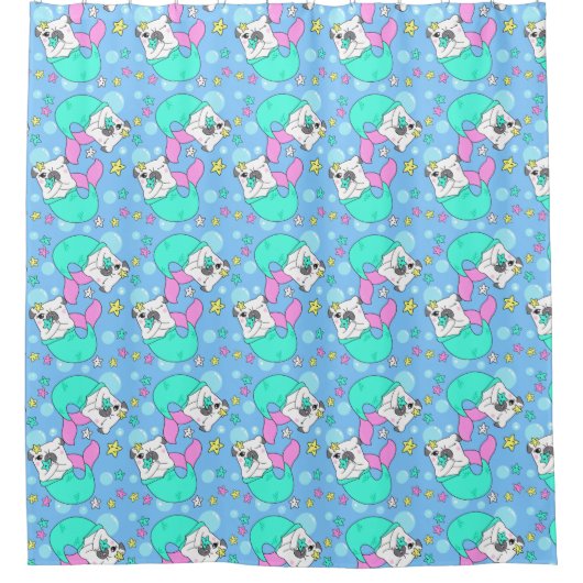 Merpug Pattern Shower Curtain Douchegordijn (Voorkant)