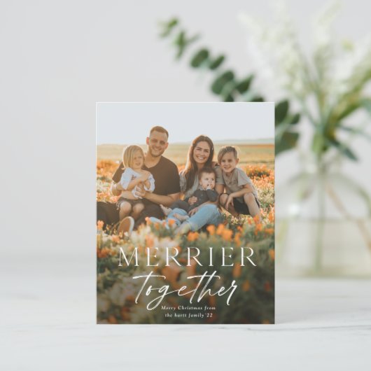 Merrer Samen Script Foto Kerstkaart (Staand voorkant)