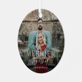 Merrer Samen Script Foto Kerstmis Metalen Ornament (Voorkant links)