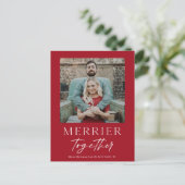 Merrer Samen Script Foto Prettig Kerstfeest Feestdagenkaart (Staand voorkant)