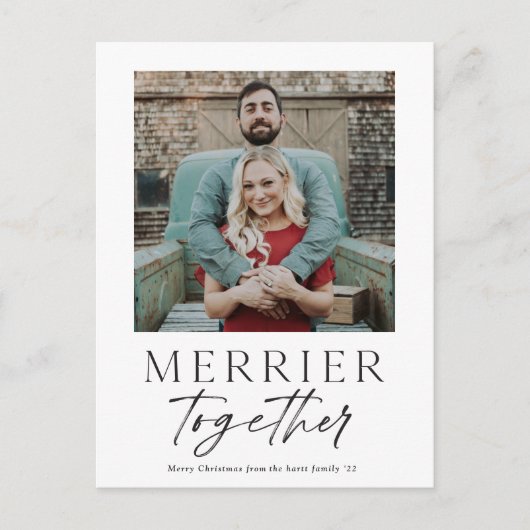 Merrer Samen Script Foto Prettig Kerstfeest Feestdagenkaart (Voorkant)