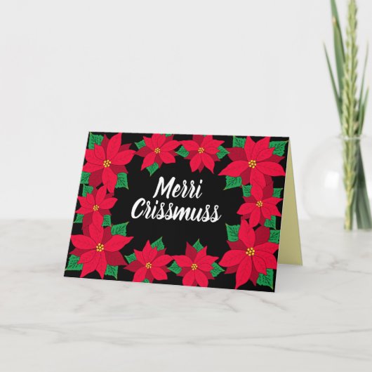 Merri Crissmuss Caribbean Poinsettia Christmas Kaart (Voorkant)