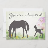 merrie en veulen paard Baby shower uitnodiging (Voorkant)