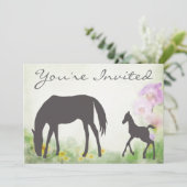 merrie en veulen paard Baby shower uitnodiging (Staand voorkant)