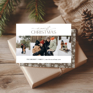 Merrie Kerstmis Elegante Streep 3 Foto's Modder Feestdagenkaart