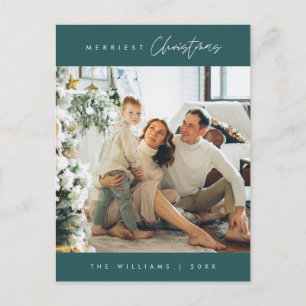 Merrie Kerstmis Familie Foto, Modern Minimaal Briefkaart