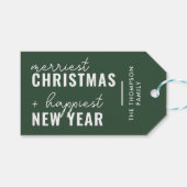 Merrie Kerstmis | Modern Chic Boho Mosgroen Cadeaulabel (Voorkant (Horizontaal))