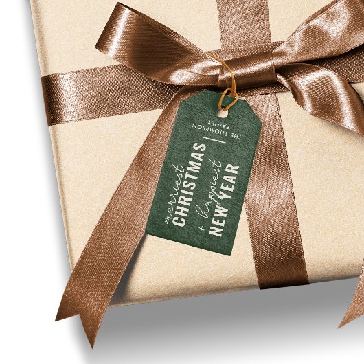 Merrie Kerstmis | Modern Chic Boho Mosgroen Cadeaulabel