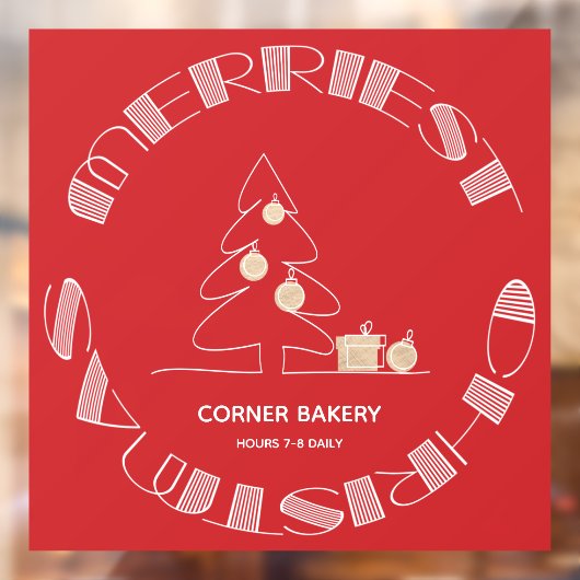 Merrie Kerstmis Rood Raamsticker (Vel 2)