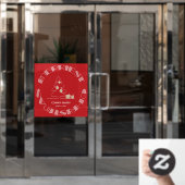 Merrie Kerstmis Rood Raamsticker (Kantoordeur)