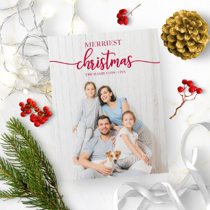Merrie Kerstmis Unieke Foto Vakantie Groet Briefkaart