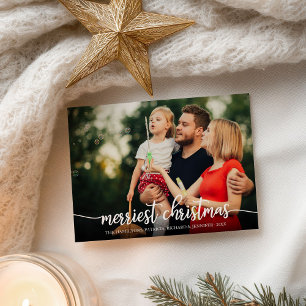 Merrie Kerstmis Witte Calligrafie Volledige Foto Briefkaart