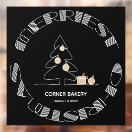 Merrie Kerstmis Zwart en Wit Raamsticker
