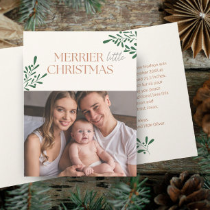 Merrie Kleine Kerst één foto groen Kaart