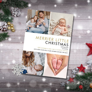 Merrie Kleine Kerst Foto Geboorte Aankondiging