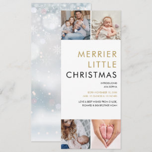 Merrie Kleine Kerstmis 4 foto's Geboorte Feestdagenkaart