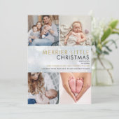 Merrie Kleine Kerstsneeuwvlokken Foto's Geboorte Feestdagenkaart (Staand voorkant)