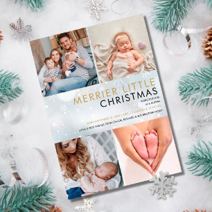 Merrie Kleine Kerstsneeuwvlokken Foto's Geboorte Feestdagenkaart