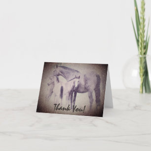 Merrie met Twin Foals in Snow Horse Dank je wel Bedankkaart