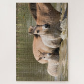 Merrie met veulen die een rivier oversteekt legpuzzel (Verticaal)