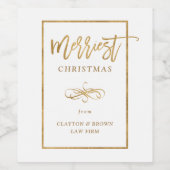 Merrie Nep Goud Folie Bedrijfs Kerstcadeau Wijn Etiket (Enkel label)