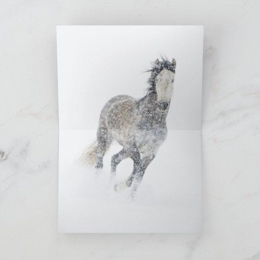 Merrie op een kerstkaart met sneeuwstorm II Kaart (Binnen)