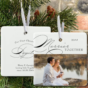 Merrie Samen Foto en Elegante Calligrafie Keramisch Ornament