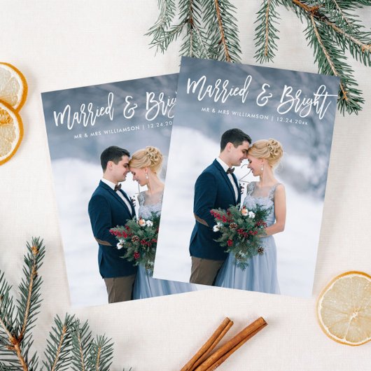 Merried & Bright huwelijksaankondiging Bedankkaart