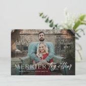 Merrier bij volledige aftapfoto Merry Kerstmis Kaart (Staand voorkant)