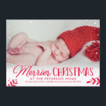 Merrier Christmas Baby Aankondiging Vakantie Kaart<br><div class="desc">Het seizoen vieren met deze moderne en stijlvolle vakantiekaart van Berry Berry Sweet.</div>