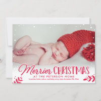Merrier Christmas Baby Aankondiging Vakantie Kaart
