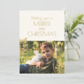 Merrier Little Christmas Een foto Pet Rabbit Feestdagenkaart (Staand voorkant)