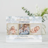 Merrier Little Kerstsnow Photo Birth Feestdagenkaart (Staand voorkant)