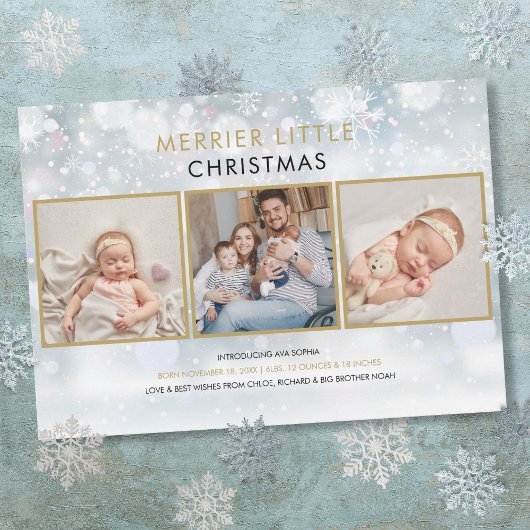 Merrier Little Kerstsnow Photo Birth Feestdagenkaart