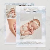 Merrier Little Kerstsnowflakes Foto Birth Feestdagenkaart (Voorkant / Achterkant)