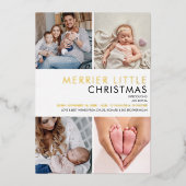 Merrier Little Photo Goud Folie Geboorteaankondigi Folie Feestdagenkaart (Voorkant)