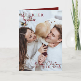 Merrier Samen Familie 1 Foto Modern Kerstmis Feestdagen Kaart