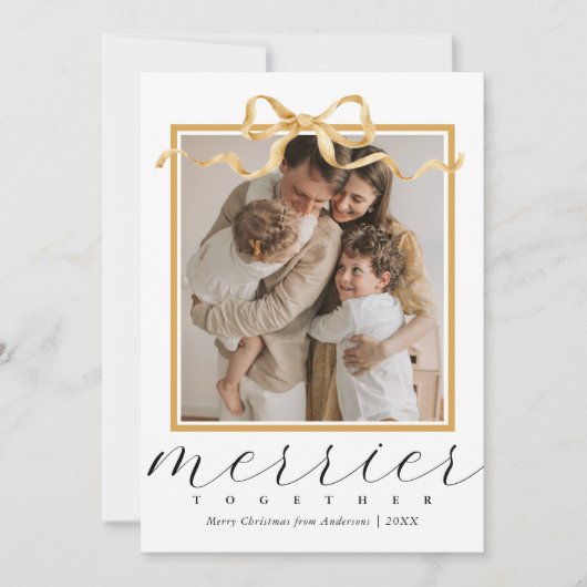Merrier Samen Foto Elegante Kerstmis Feestdagenkaart (Voorkant)