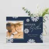 Merrier Samen Foto Kerstvakantie Kaart (Staand voorkant)