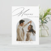 Merrier Samen Moderne Boog Foto Kerstmis Feestdagenkaart (Staand voorkant)