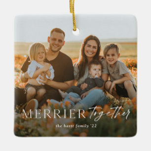 Merrier Samen Script Foto Prettig Kerstfeest Keramisch Ornament