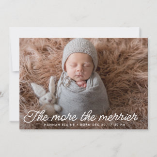 Merrier Script Holiday Birth Announcement Card Aankondiging