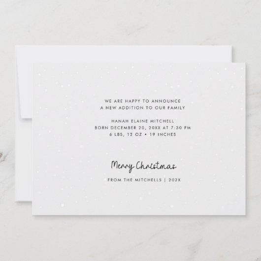 Merrier Script Holiday Birth Announcement Card Aankondiging (Achterkant)