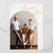 Merrier Together Arch Foto Kerst Folie Feestdagenkaart (Voorkant)