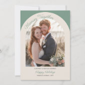 Merrier Together Arched Photo Simple Modern Feestdagenkaart (Voorkant)