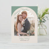 Merrier Together Arched Photo Simple Modern Feestdagenkaart (Staand voorkant)