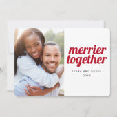 Merrier Together Bold Font kerstbruiloft foto Save The Date (Voorkant)