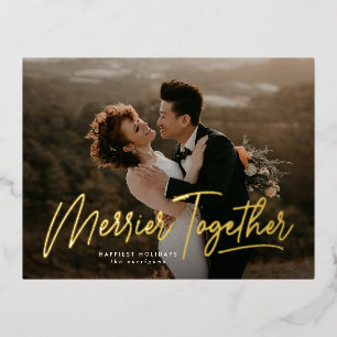 Merrier Together Calligraphy Foto Folie Holiday Po Feestdagen Briefkaart