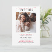 Merrier Together Holiday Verloving Save the Date (Staand voorkant)