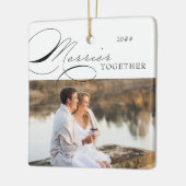 Merrier Together Photo and Elegant Calligraphy Keramisch Ornament (Links)